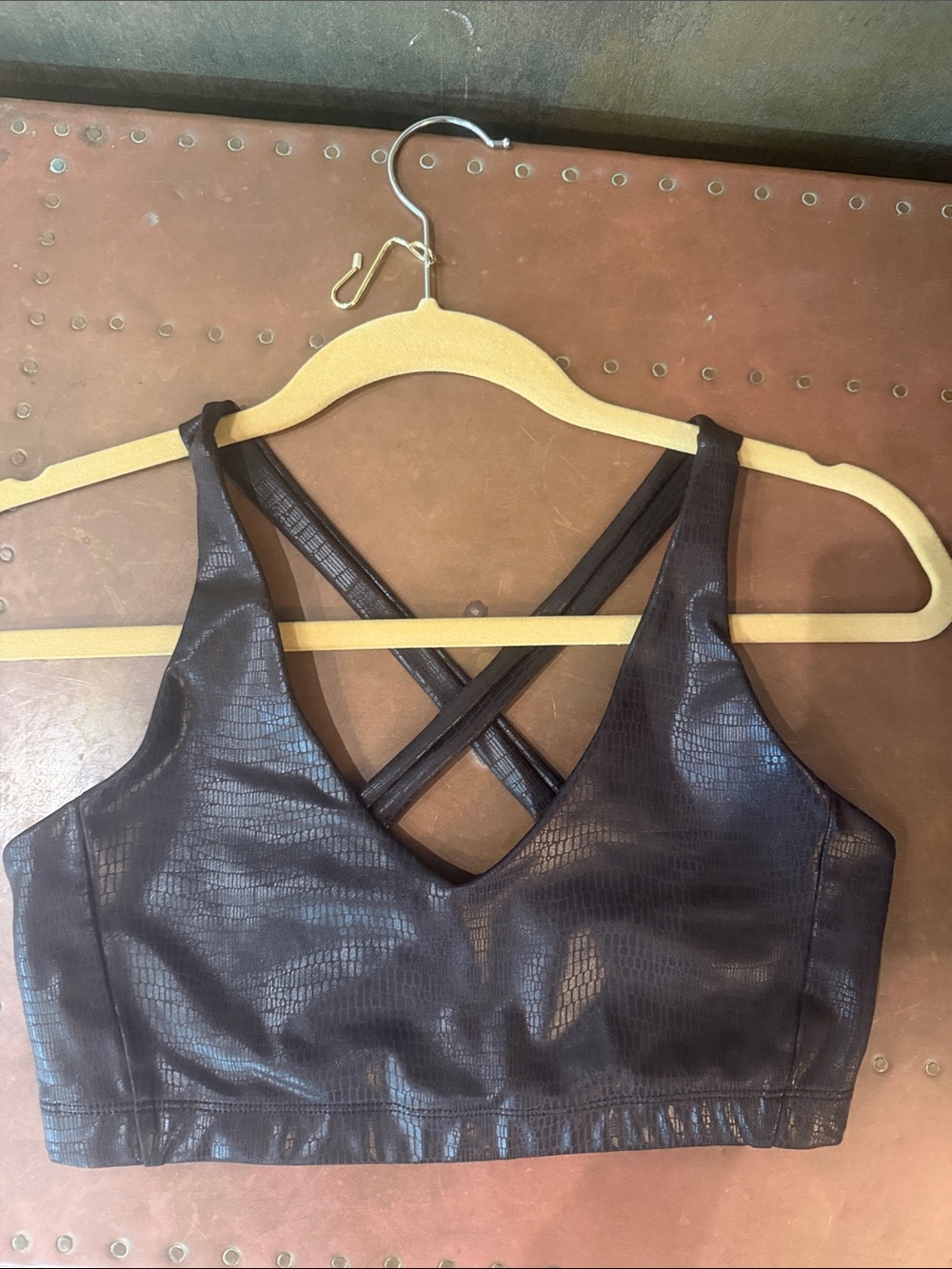 Like New Carbon's 38 Faux Brown Leather  Sports Bra